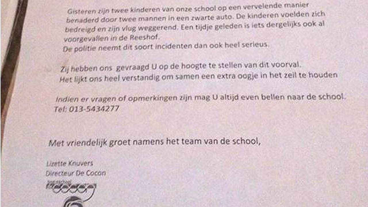 De brief die door basisschool De Cocon is verstuurd naar ouders.