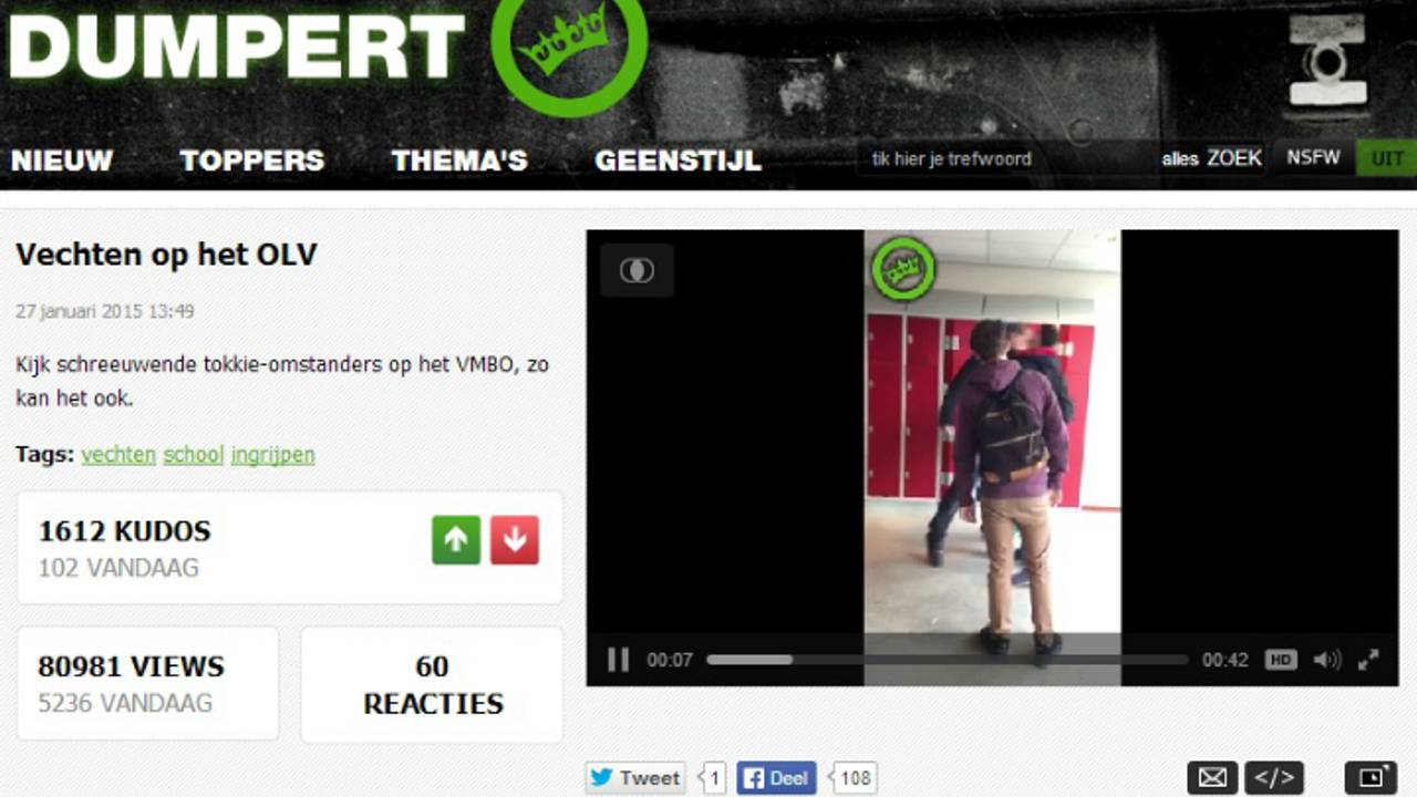 Screenshot van de Dumpert-website
