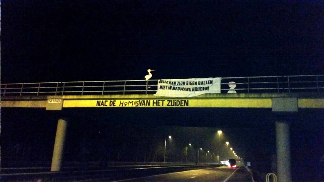 Spandoek boven de A27 (foto: Zojaaah 2.0)