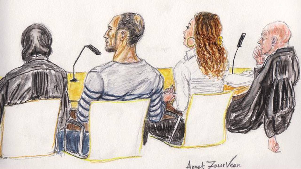 Antoinio en Enise voor de rechter (illustratie: Annet Zuurven)