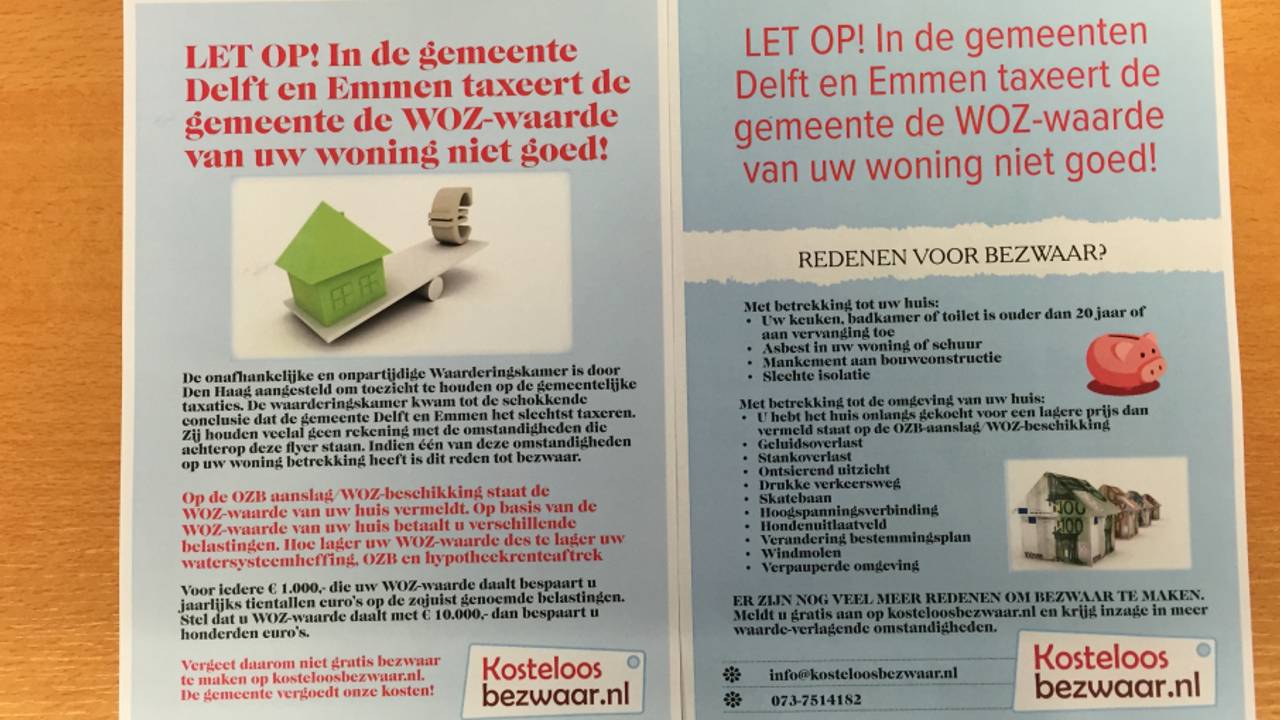 De flyer die Vugts verspreidde in Emmen