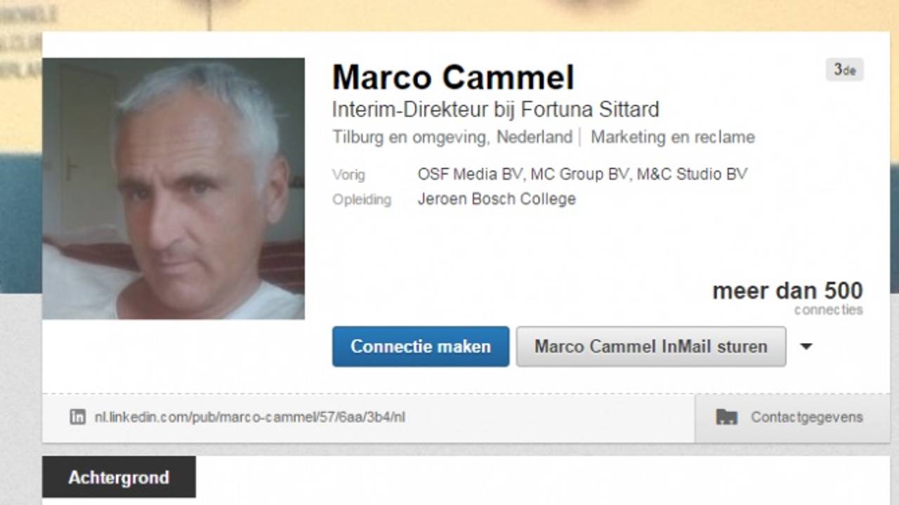 Screenshot van LinkedIn-pagina Marco Cammel