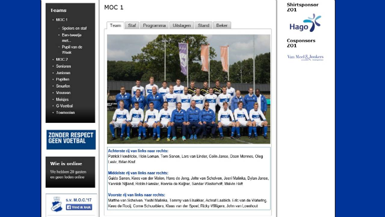 De website van voetbalclub MOC '17