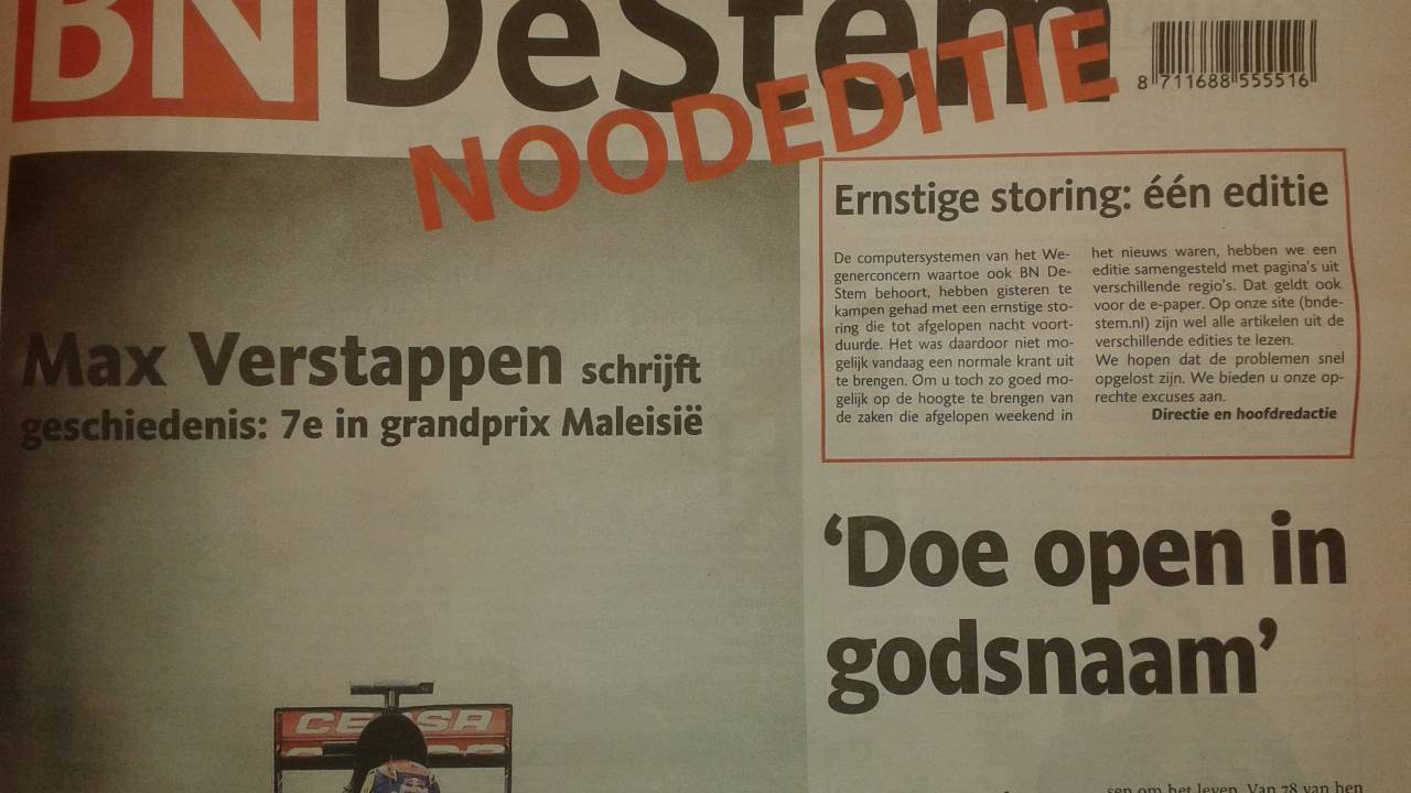 De noodeditie van BN DeStem (Foto: Robert te Veele)