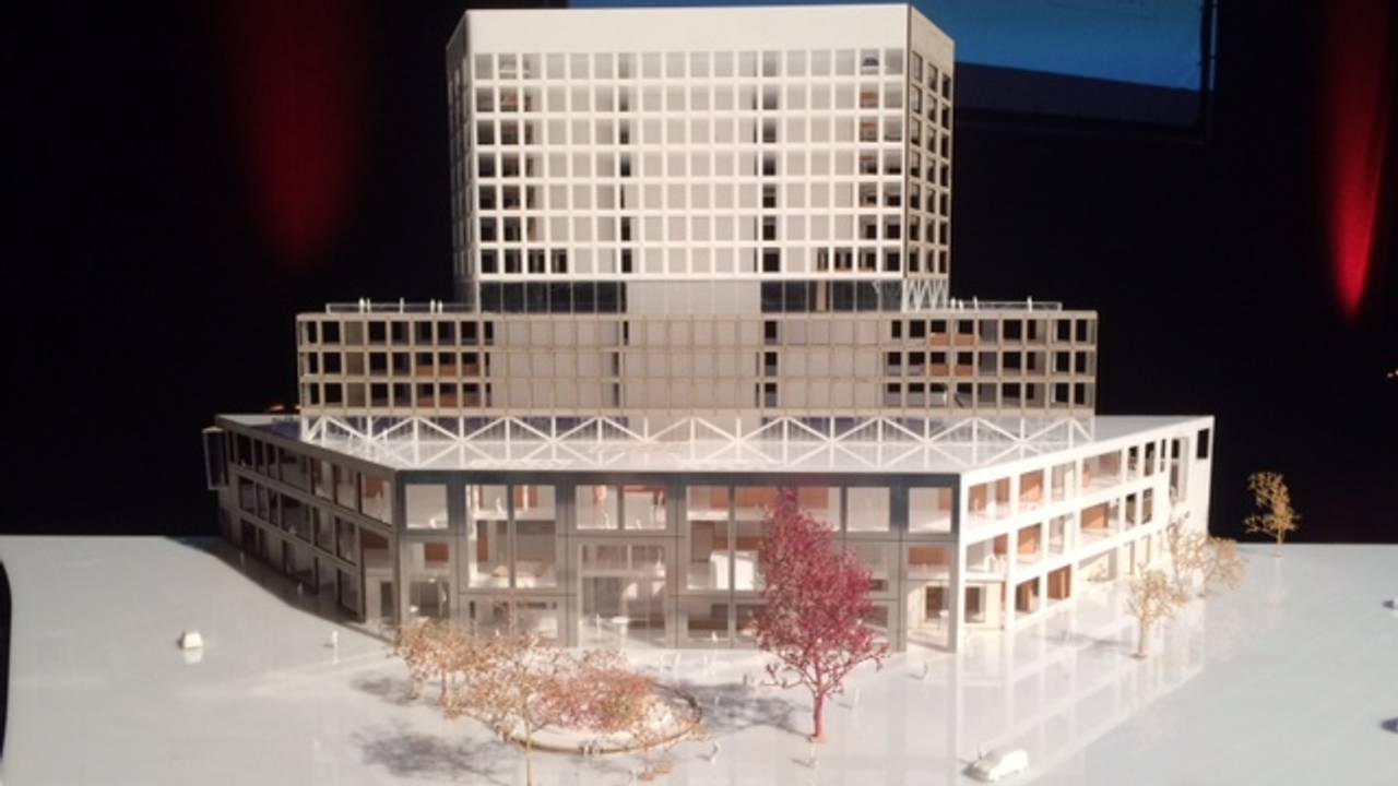 De gepresenteerde maquette van het nieuwe gerechtsgebouw in Breda