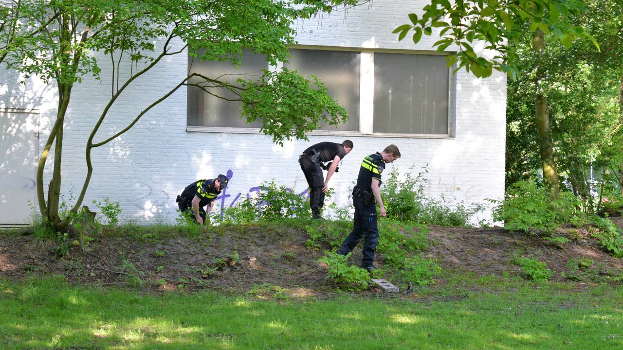 Politie doorzoekt bosjes (foto: Toby de Kort/De Kort Media)