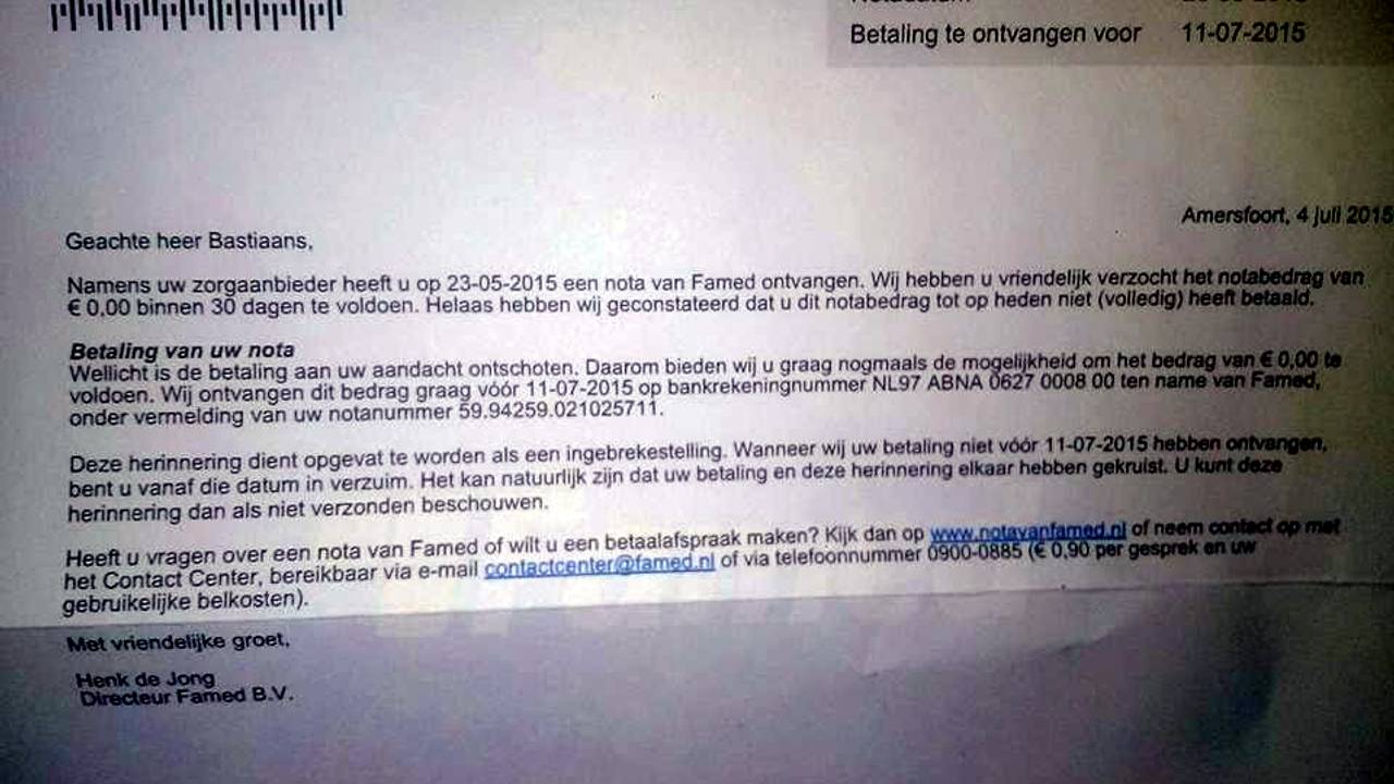 De opmerkelijke brief van Famed.