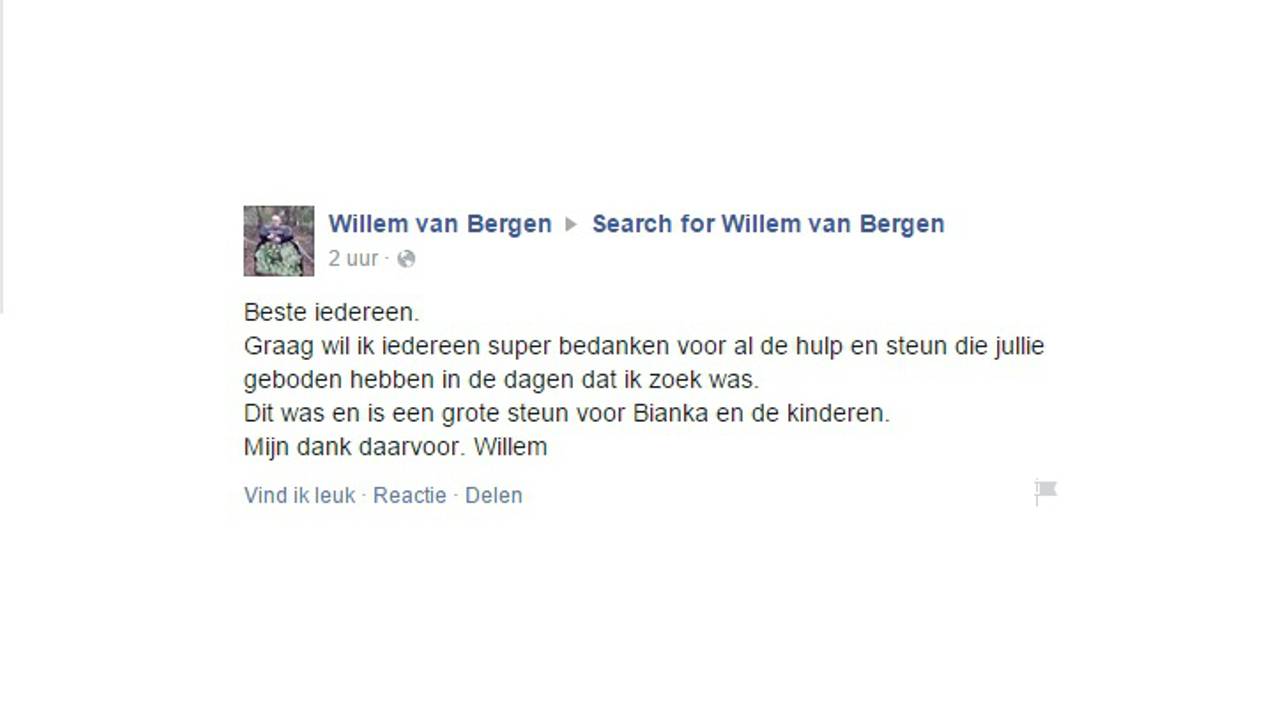 Het dankwoord van Willem van Bergen (Foto: Facebook)