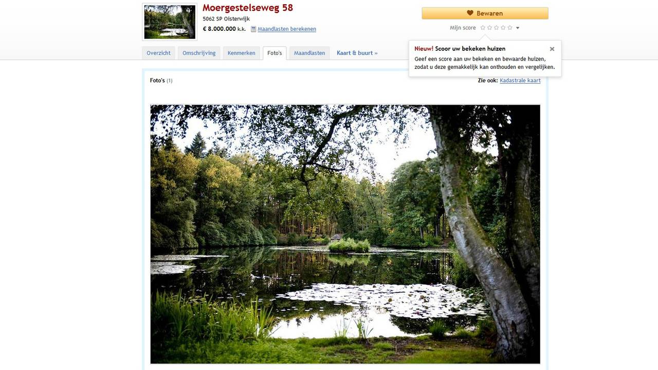 Op de duurste locatie staat nog niet eens een hoofdwoning (Foto: Funda)