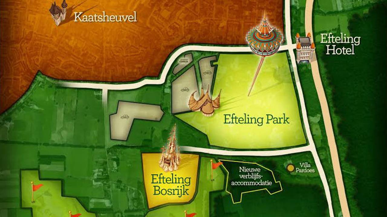 Het vakantiepark komt aan de zuidkant van het attractiepark