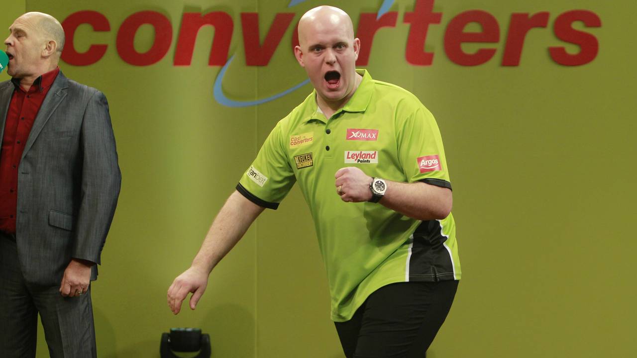Michael van Gerwen uiteindelijk simpel naar finale. (Foto: Lawrence Lustig/PDC)