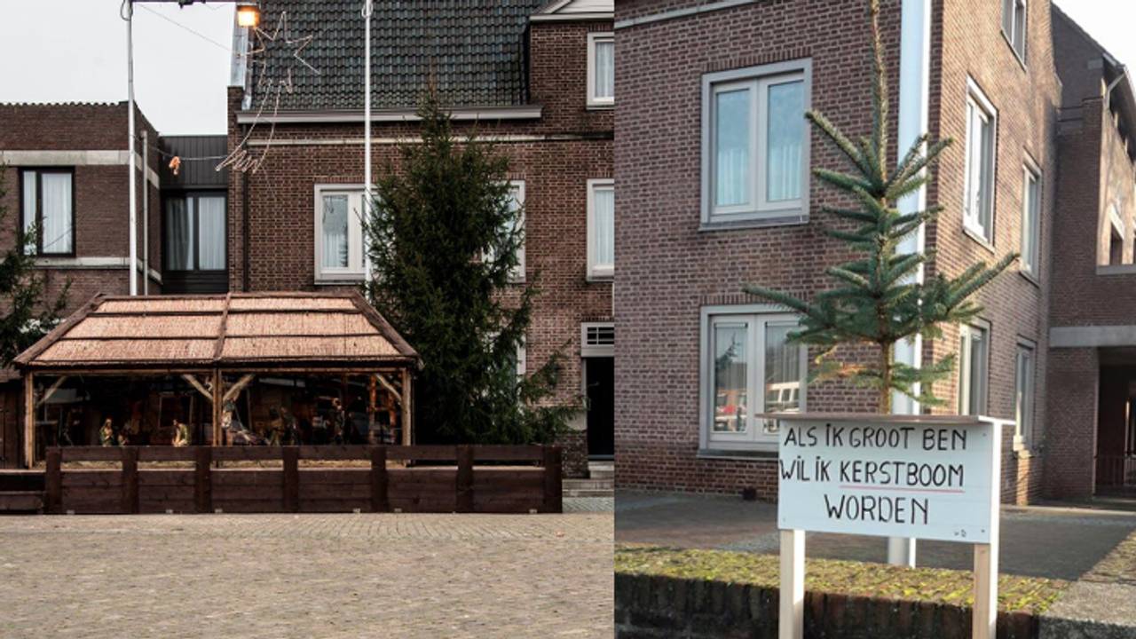 Kerststal en kerstboom (foto's: Kerststal Someren Dorp / Facebook)