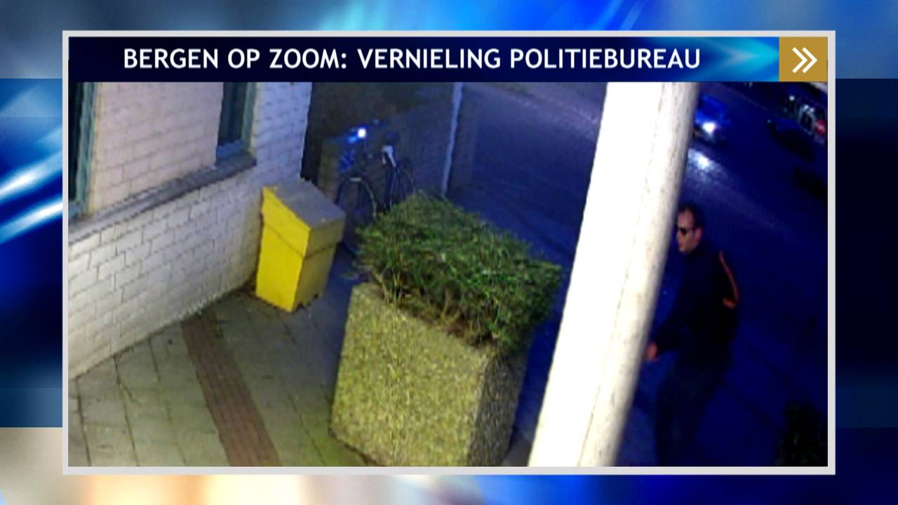 Deze man gooide een steen door de ruit van het politiebureau. (Beeld: Bureau Brabant)