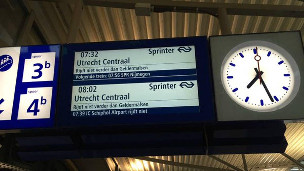 Niet verder dan Geldermalsen? Dan is treinen wel mogelijk. (Foto: Twitter @marjanka_radio)