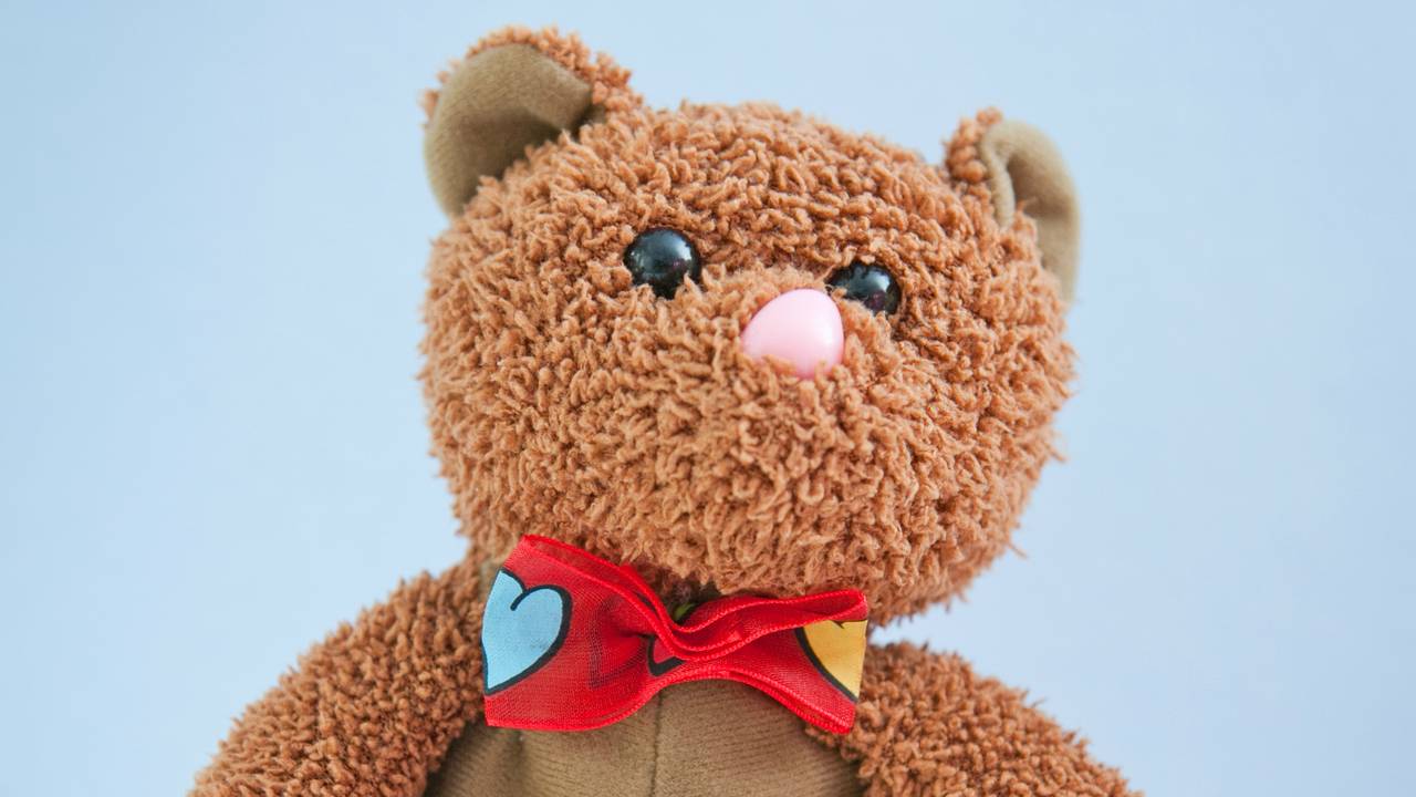 Het meisje kreeg een teddybeer (archieffoto)