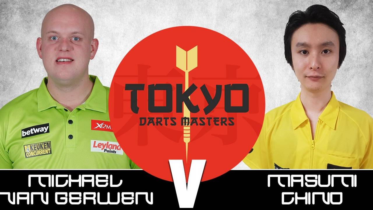 Van Gerwen won woensdagmiddag van een Japanner (Foto: Twitter @Japan_Darts)