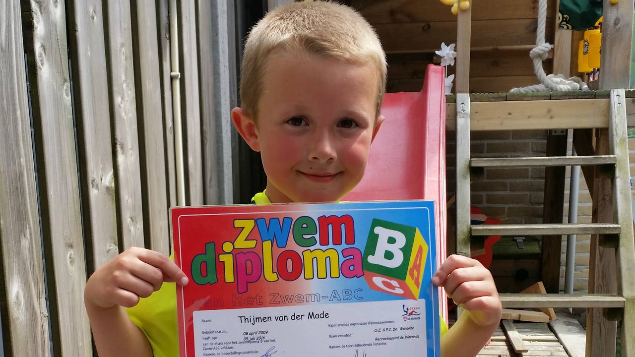 Thijmen van der Made (7) en zijn diploma B