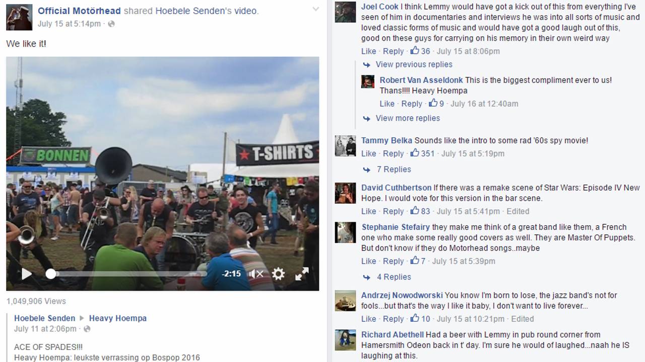 De bekende heavymetalband deelde de video van Heavy Hoempa uit Uden.