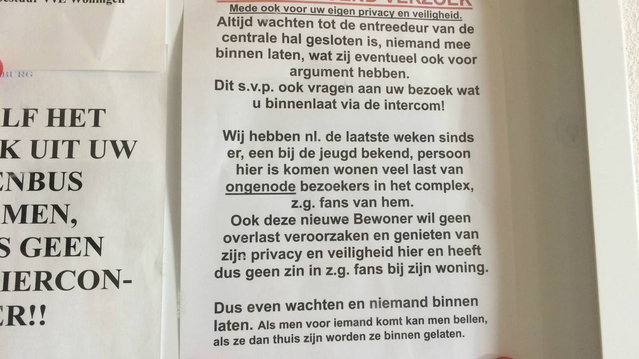 Het pamflet om de bewoners te waarschuwen.