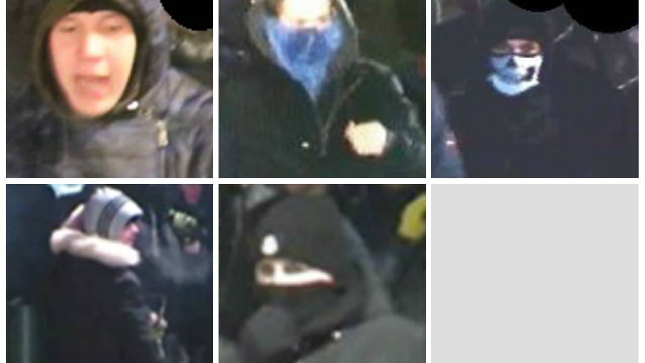 Deze vijf verdachten worden nog gezocht. (Foto's: politie)