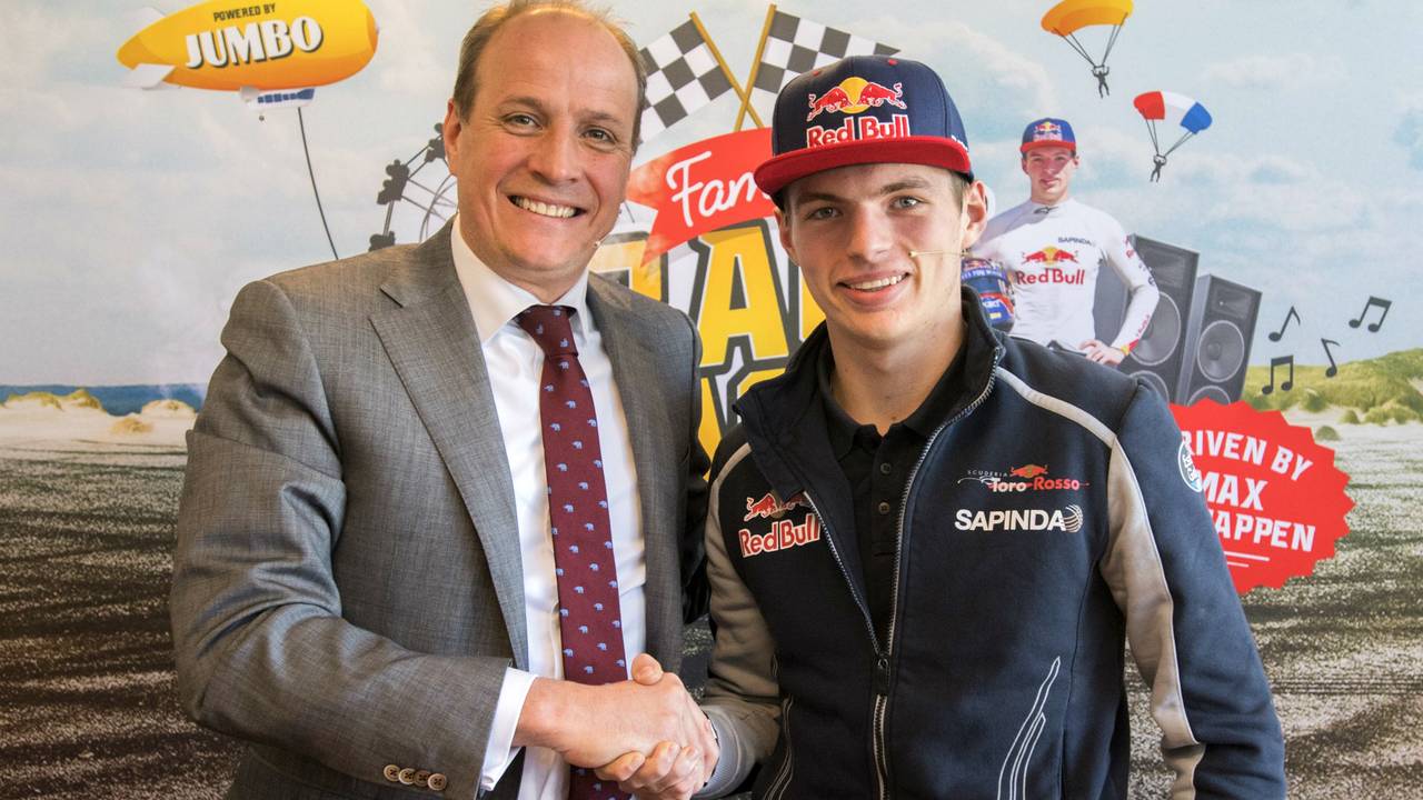 Frits van Eerd en Max Verstappen. (foto: Jumbo Supermarkten)