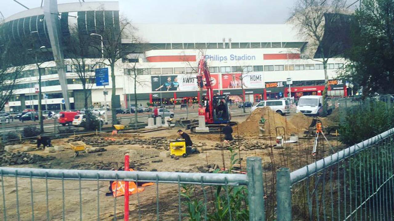 Een beeld van de eerste bouwwerkzaamheden van De Aftrap (foto: archief).