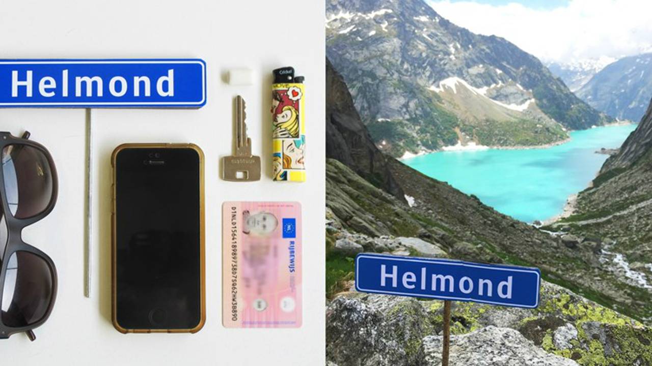 Het kleine naambordje gaat met de Helmonders mee op vakantie. (Foto: Rocco Verdult)