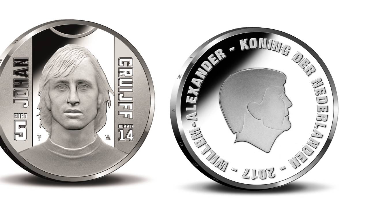 Het Johan Cruijff Vijfje van muntontwerper Hennie Bouwe