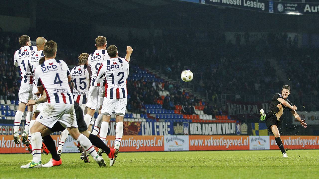 Sander Duits schiet voor RKC op doel van Willem II (foto: VI Images).