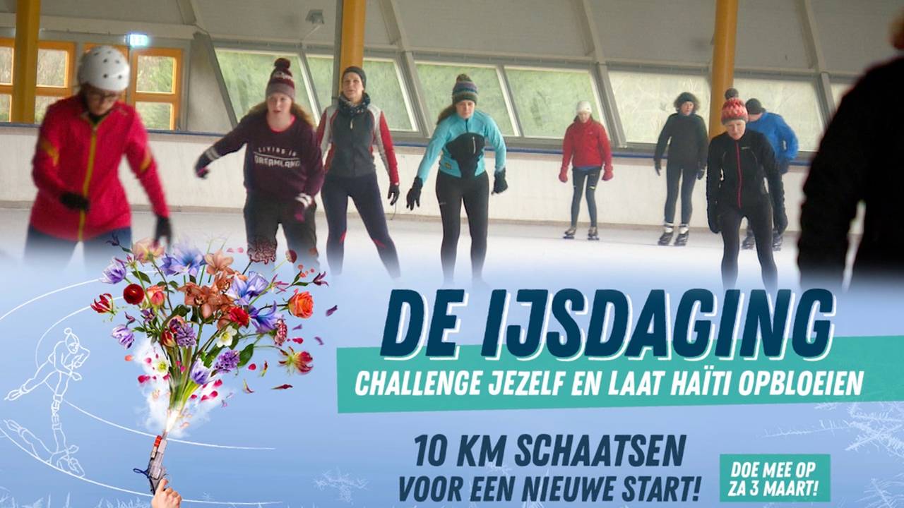 Tijdens de Ijsdaging schaatsen mensen 10 kilometer om geld op te halen voor het Rode Kruis