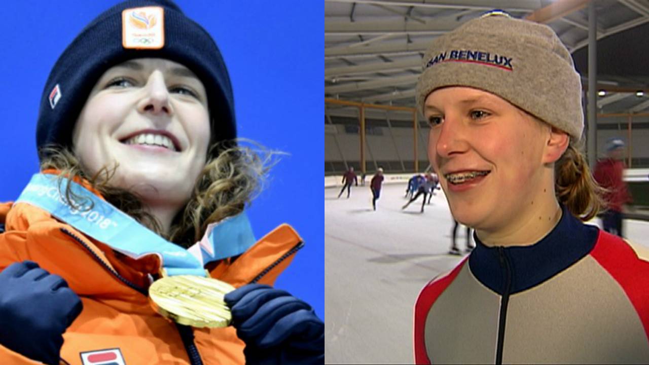 Ireen Wüst na olympisch succes (links) en als 16-jarig talent (rechts). (Foto: VI Images/Omroep Brabant)