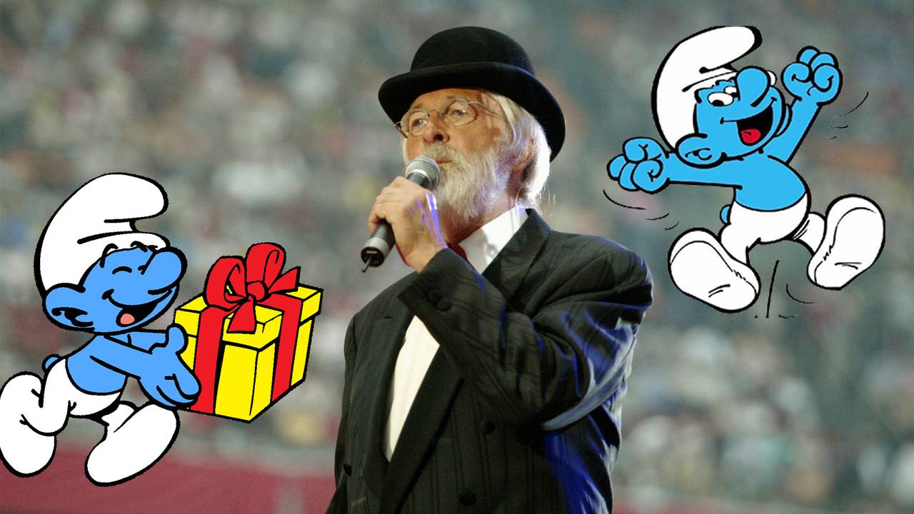 Vader Abraham met zijn Smurfen.