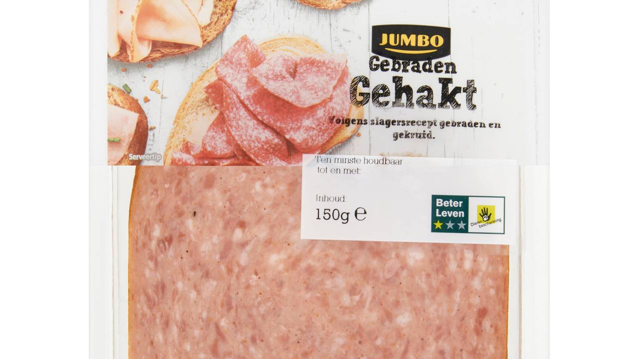 Fout etiket achterop het gebraden gehakt van Jumbo