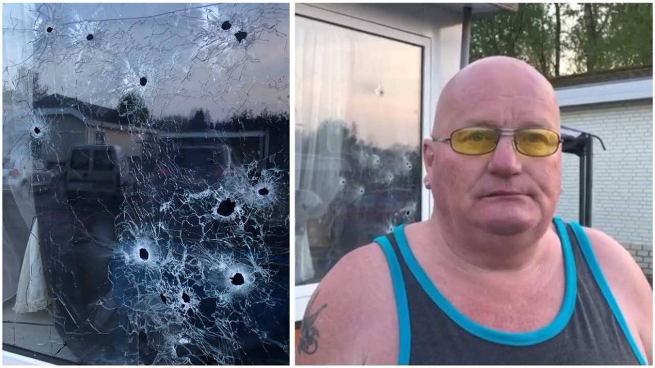 Bewoner Jan Dielessen: 'Het waren zeker 17 kogelgaten'. (Foto: Omroep Brabant).