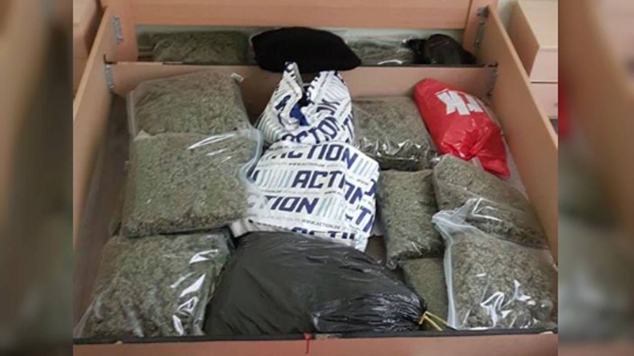 De hennep die werd gevonden onder het matras. (Foto: politie)