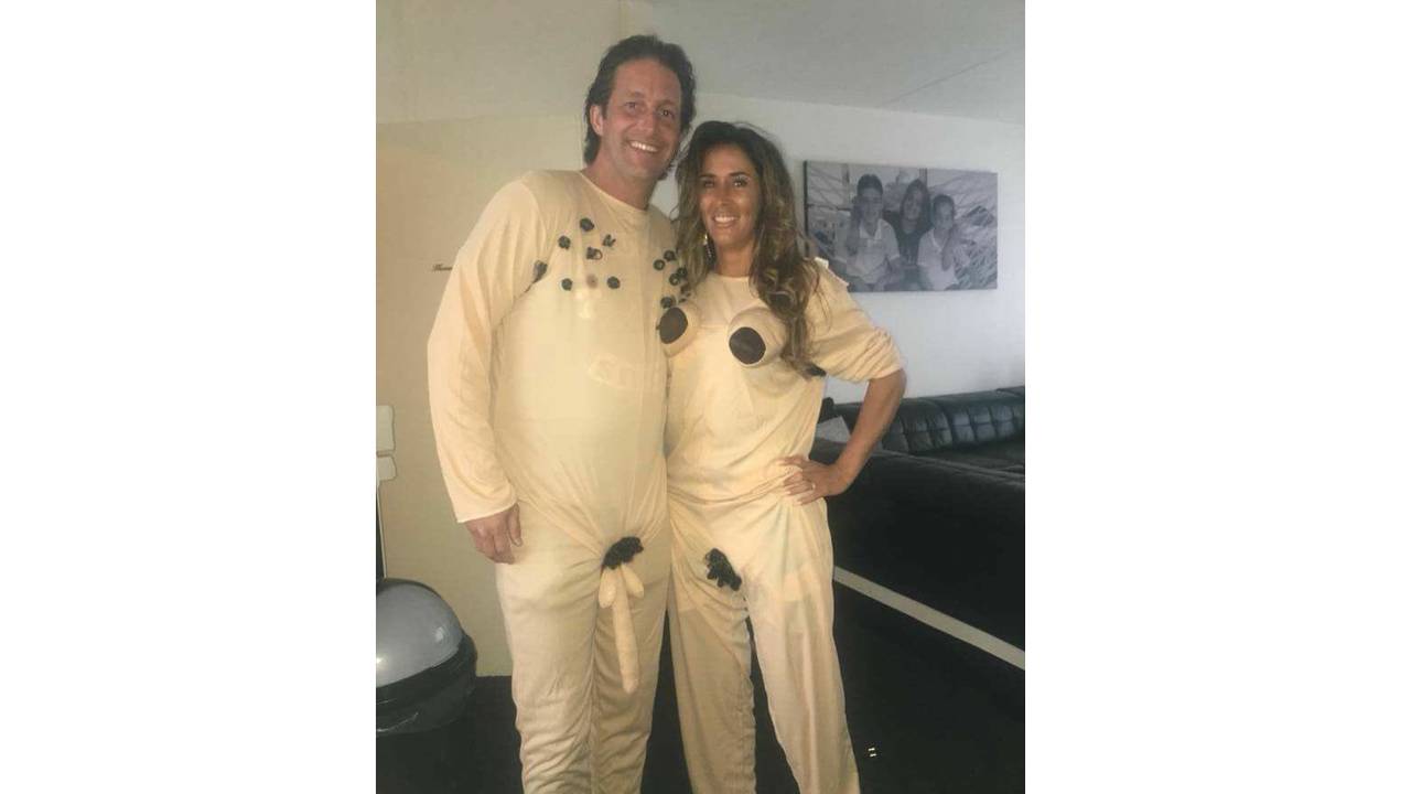 Henk en Nathalie op de dag van het vrijgezellenfeest. (Foto: Twitter/Henk Damen)