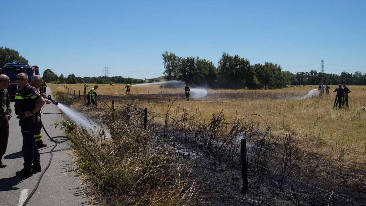 Brandweerlieden bestrijden het vuur. (Foto: Persbureau Midden Brabant)