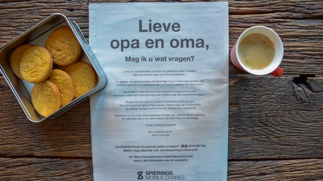 De opvallende personeelsadvertentie van Spierings Mobile Cranes. (Foto: Facebook Spierings Cranes)