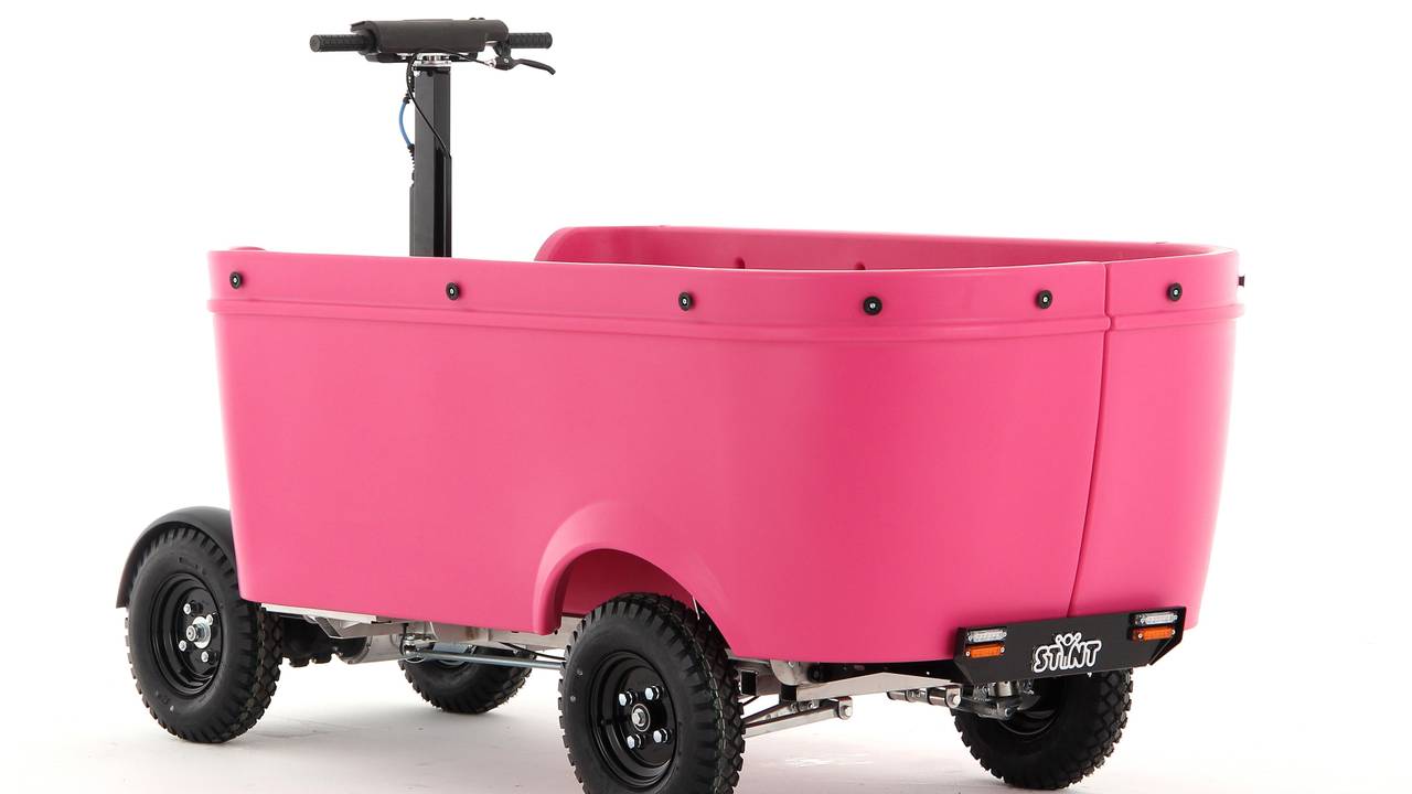 Een Stint waarmee kinderen worden vervoerd (Foto: Stint Urban Mobility)