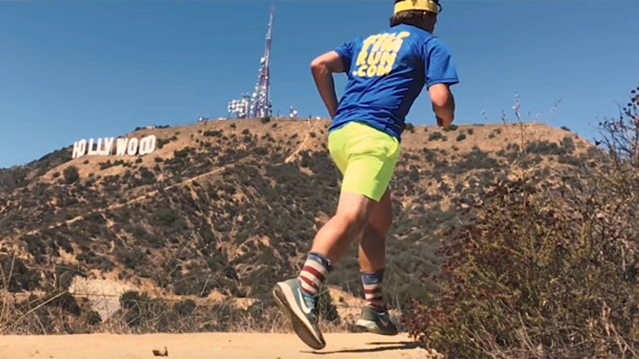 Tim rende dwars door Amerika om geld in te zamelen. (Beeld: YouTube)