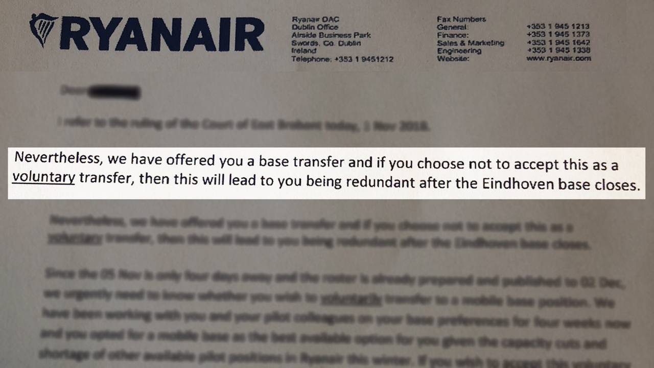 Ryanair stuurde een keiharde brief aan de piloten.