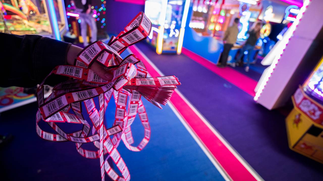 De bonnetjes waarmee prijzen worden gewonnen in de speelhal (foto: ANP)