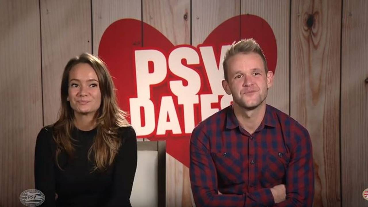 Claudia en Edwin gingen op een blind date. (Beeld: YouTube/PSV)