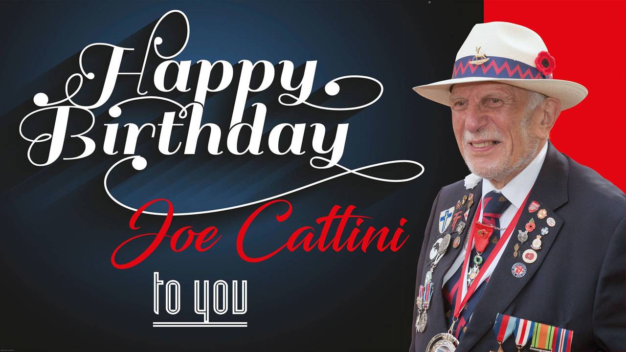 Felicitaties voor jarige Joe Cattini (Facebookpagina stichting 18 september).