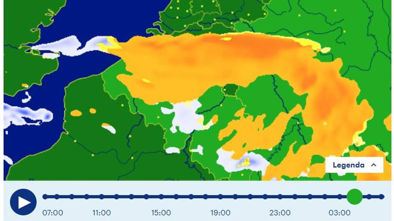Beeld: Buienradar, de verwachte situatie vrijdagochtend rond 4.00 uur