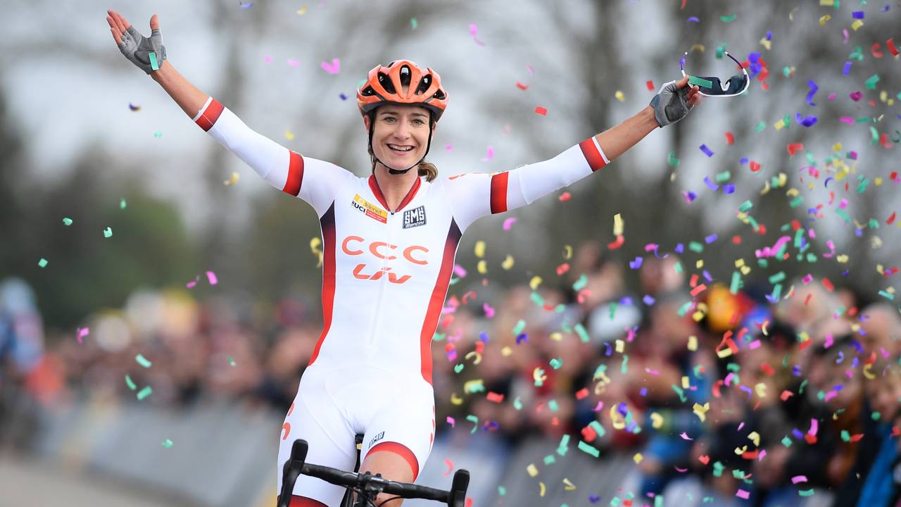 Marianne Vos tijdens wereldbeker veldrijden (foto: VI Images).
