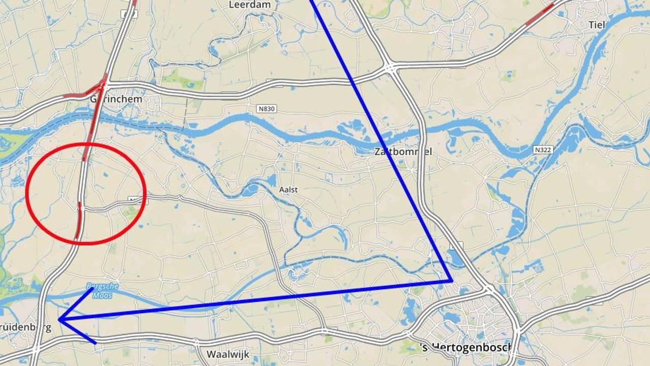 Er was een omleiding vanwege het ongeval. (Afbeelding: ANWB)