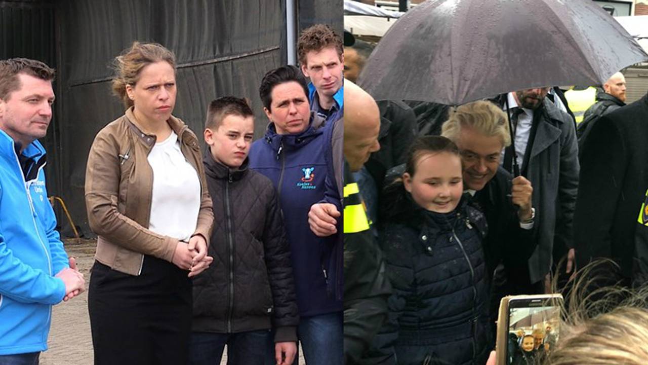 Minister Carola Schouten (l) tussen de boeren. Geert Wilders op de foto met een jonge fan. Foto's: Omroep Brabant