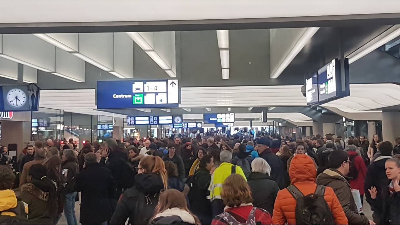 Drukte op het station van Eindhoven. (Foto: Marlou van den Broek)