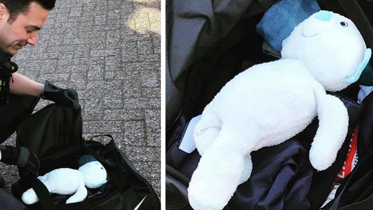 'Het stoere imago was er zo vanaf.' (Foto: Facebook politie Cranendonck en Heeze-Leende)